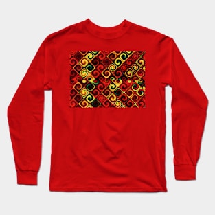 Red and Yellow Abstract Pattern Long Sleeve T-Shirt